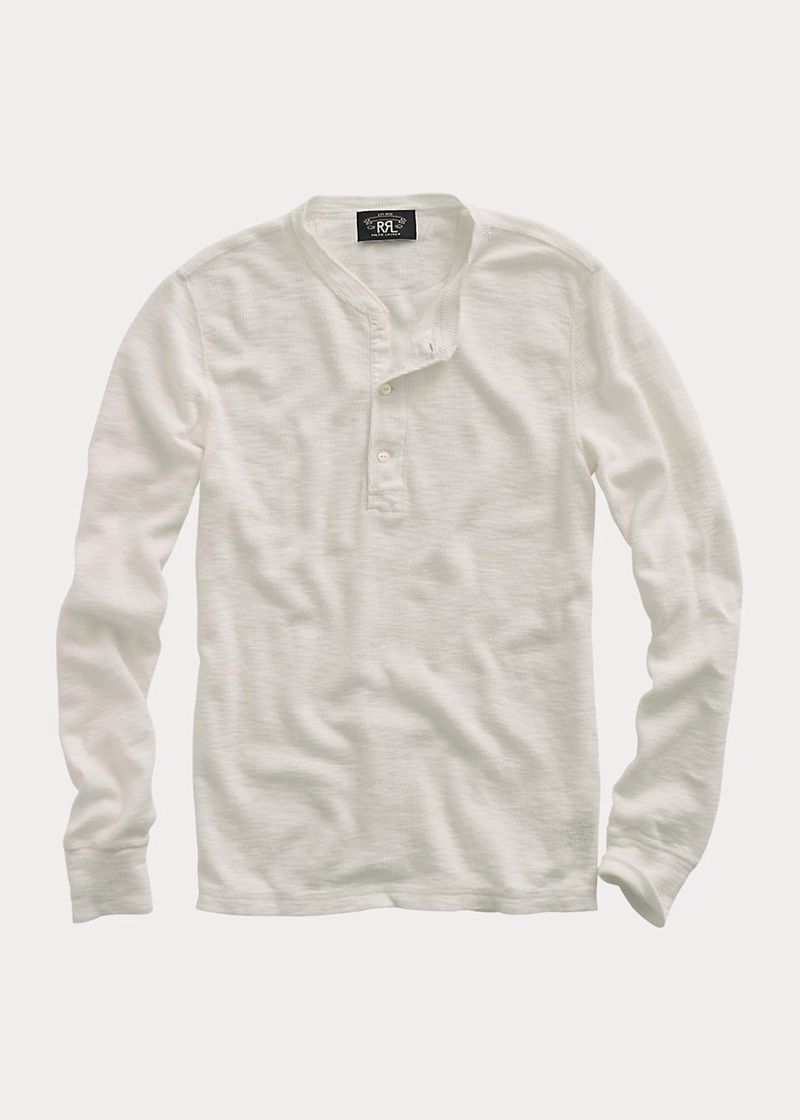 Camiseta RRL Hombre Waffle-Knit Henley Chile Blancas HYKSN-3908